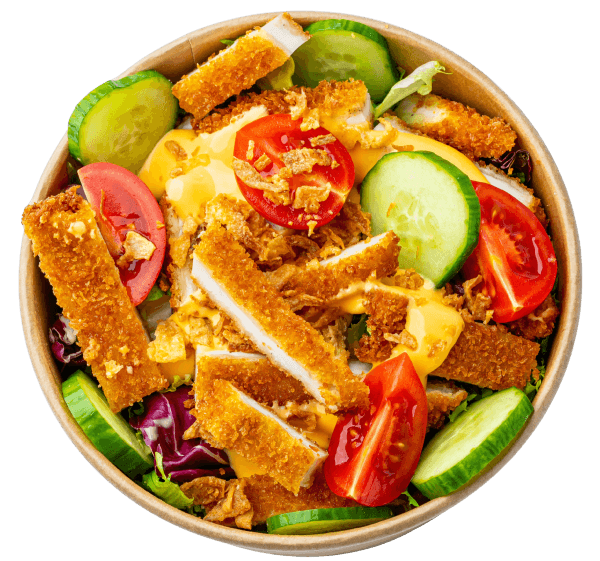 Salată cu șnițel de pui